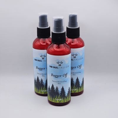 No Bull Tallow Natural Bug spray trio on white backround