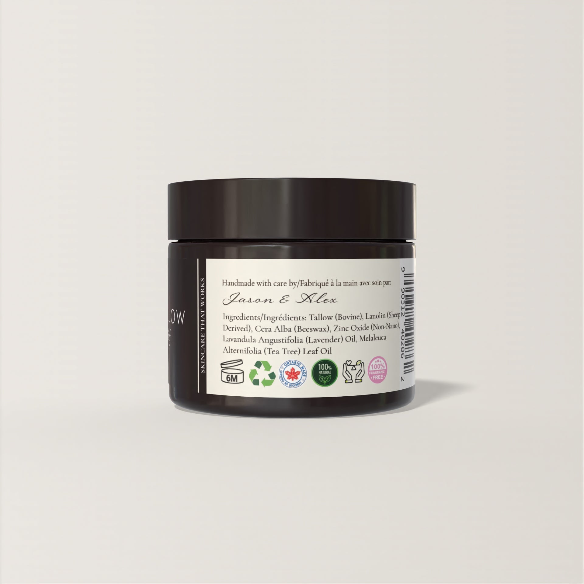 ingredients label of Raw Hide Relief Tallow Balm