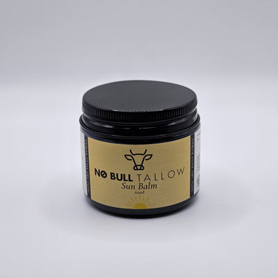 a front facing jar of no bull tallow natural sun balm