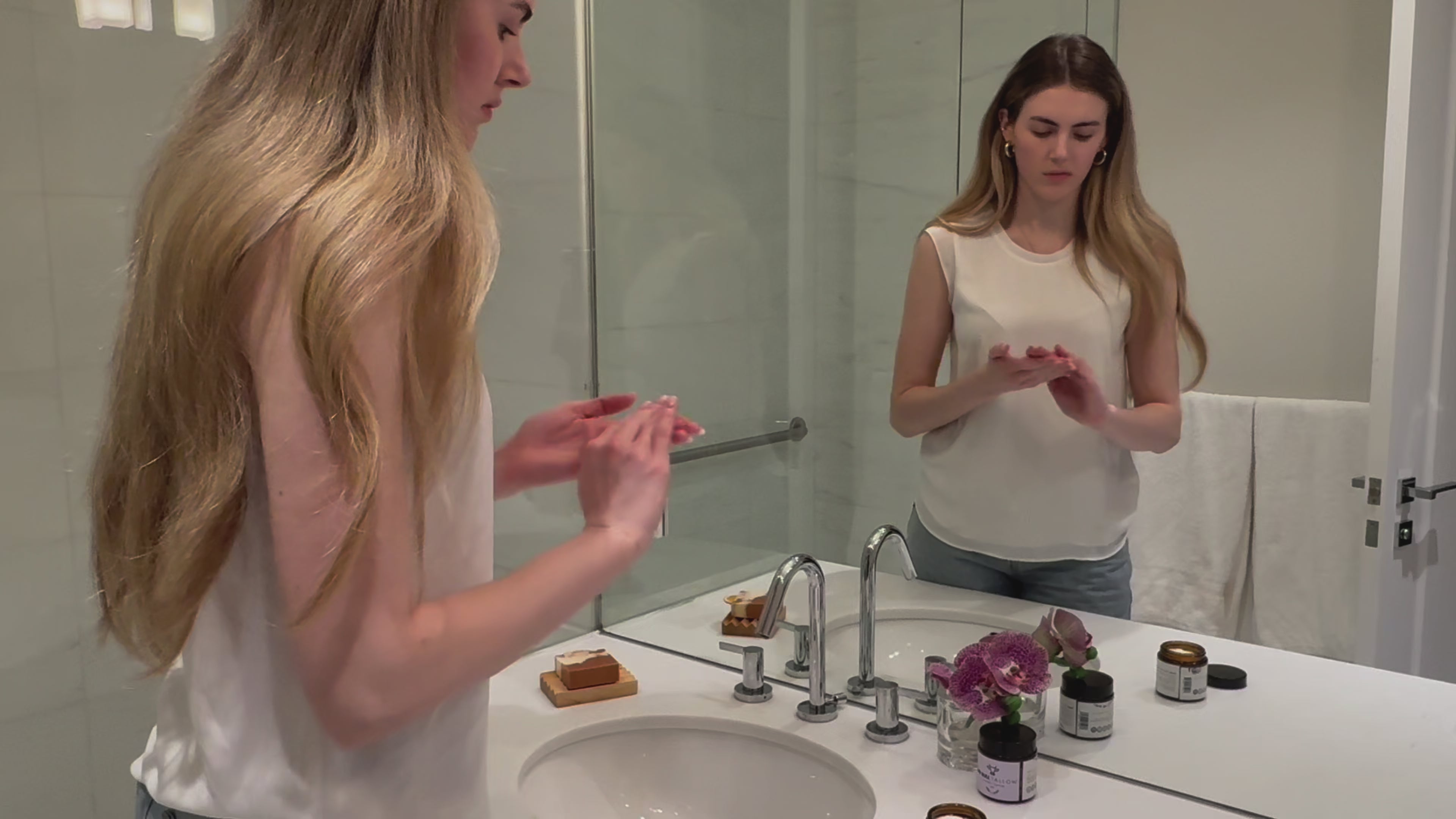 Load video: Tallow Skincare Model Application