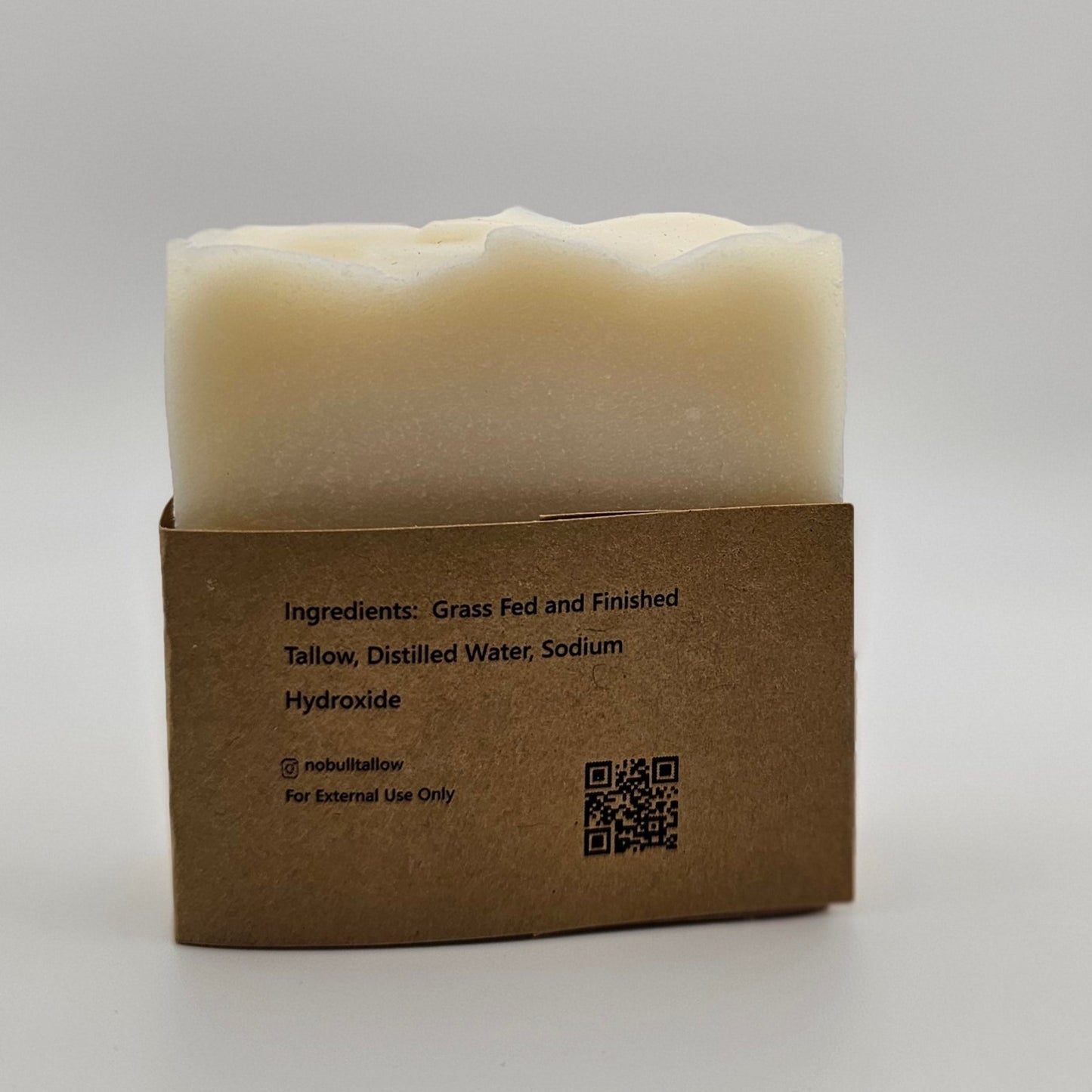 back of pure natural tallow soap showing ingredients