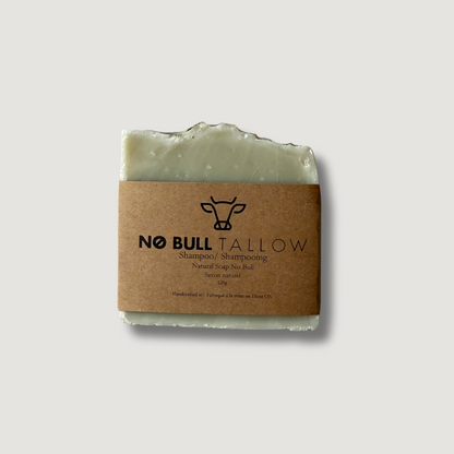Tallow shampoo bar on beige background – natural solid shampoo for healthy hair and scalp