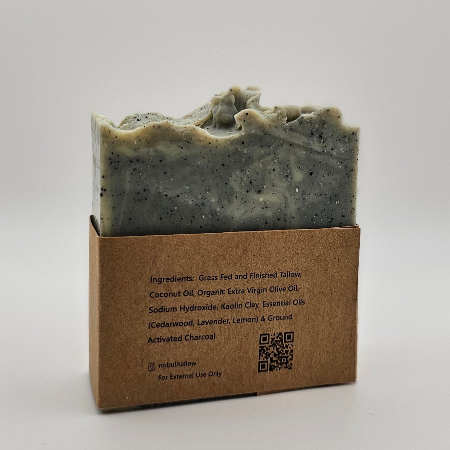 back of starry night natural tallow soap showing ingredients