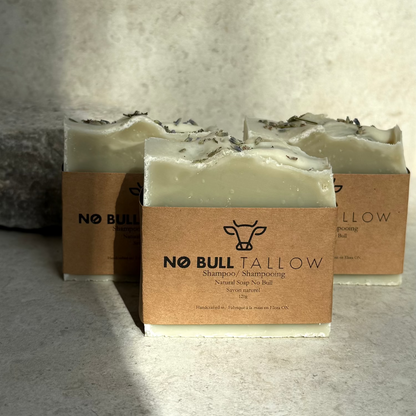 Three handcrafted tallow shampoo bars- grass-fed tallow solid shampoo for clean, balanced hair